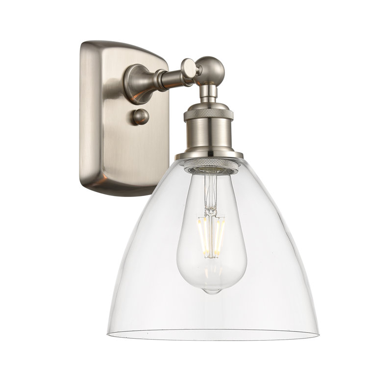 Shauna Armed Sconce, Incandescent, Clear, Brushed Satin Nickel