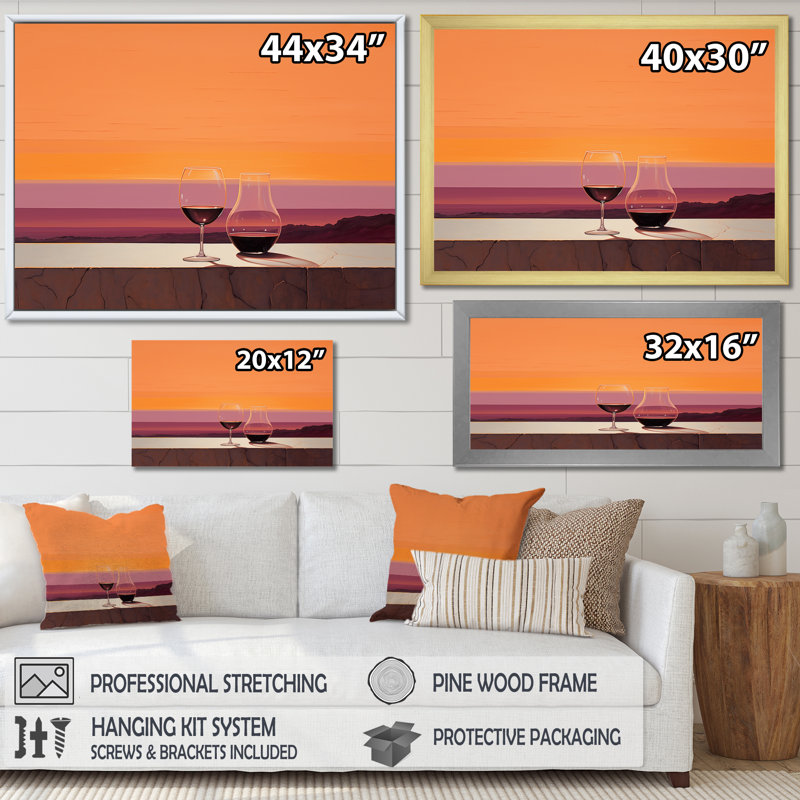 Vinos Vista sur toile, Cadre flottant doré, H 16 po x l 32 po x P 1 po