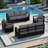 Abdullah 8-Person Modern Aluminum Outdoor Patio Sofas Furniture Set,2 Patio Sofas and Grey Cushions,Suitable for Party-741662676