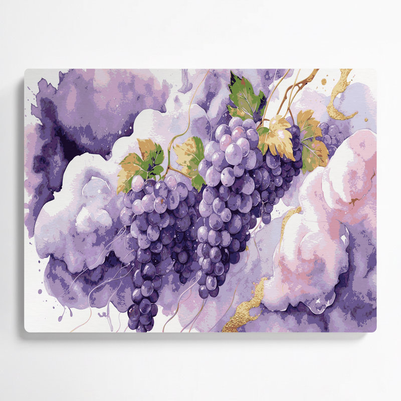 Art mural en métal rose, fruit et raisin, H 11 po x l 14 po