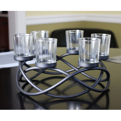 Centre de table avec porte-bougie ronde