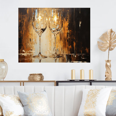 Champagne Glass Bubbles - Champagne Metal Wall Art