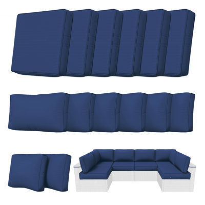 Outdoor 5" Replacement Cushion Set Seat/Back Cushions (Set Of 6 Cushions, 6 Backrests, 2 Corner Cushions)-Cushion Set Only