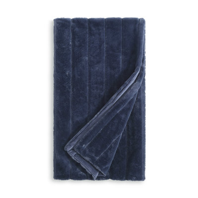 Karl Lagerfeld Paris Channel Bunny Faux Fur Throw Indigo Wayfair