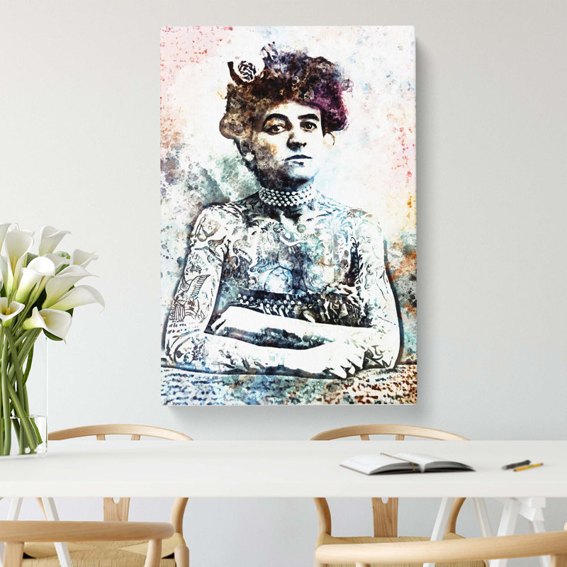 Tattooed Lady In Abstract - Wrapped Canvas, 76cm H x 50cm W x 3cm D