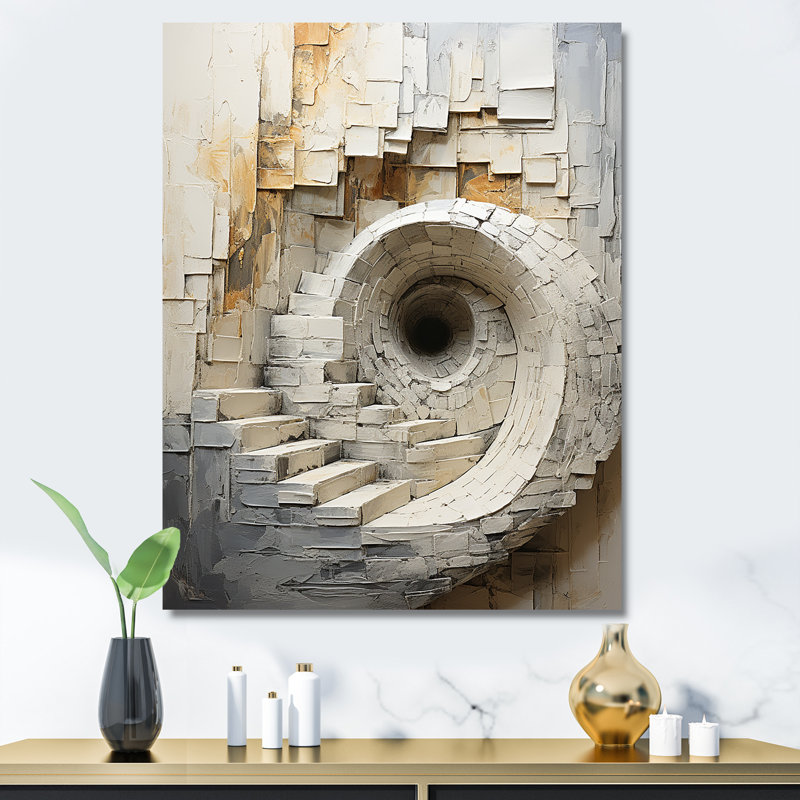Cionne " Gold White Timeless Turn ", 32" H x 24" W x 1" D, Wrapped Canvas