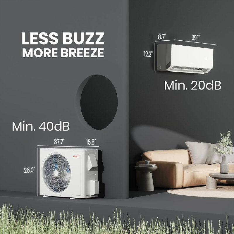 TOSOT 18 000 BTU 24,5 SEER2, mini climatiseur et chauffage Energy Star, onduleur sans conduit à courant alternatif sans fil, supporte le système complémentaire de VRE, 208-230 V, série Aoraki, blanc
