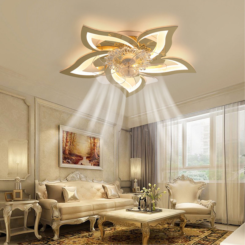 Ventilateur de plafond 27 pouces avec lumières, télécommande 3 températures de couleur, ventilateur à 6 vitesses