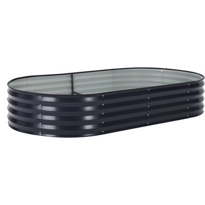 70.8"x35.4"x11.8" Galvanized Steel Raised Garden Bed Kit – Large Oval Planter Box with PVC Greenhouse Cover, Self-Watering System, Protective Mesh Lid – Gray, Open type with PVC cover