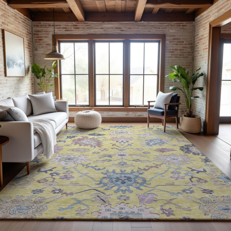 Premium Machine Washable Gurubaksh AMF1154 Global Rug, Rectangle 8' x 10'