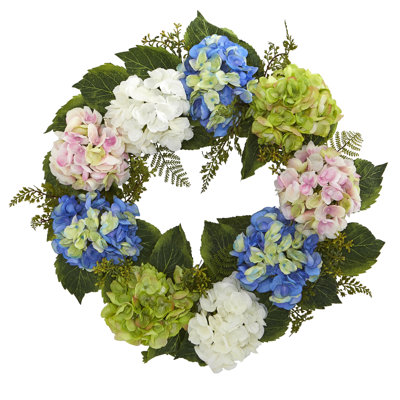 Faux Hydrangea Plastic 24'' Wreath