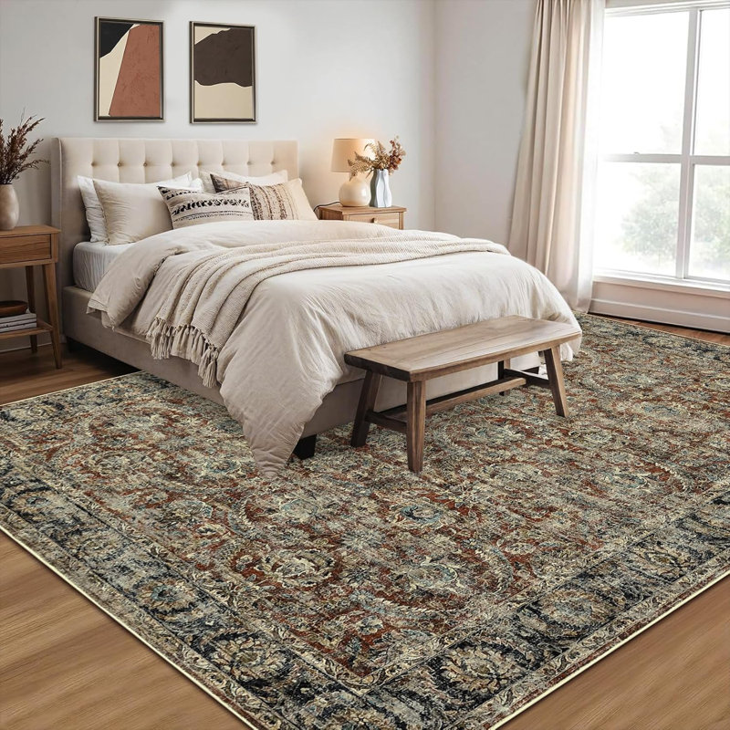 2x6 Washable Runner Rug – Vintage Distressed Design, Non-Slip, Soft Bath Mat for Kitchen, Entryway, Laundry