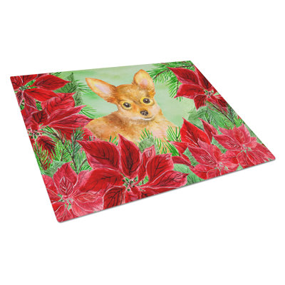 Caroline's Treasures Tempered Glass Poinsettias Cutting Board