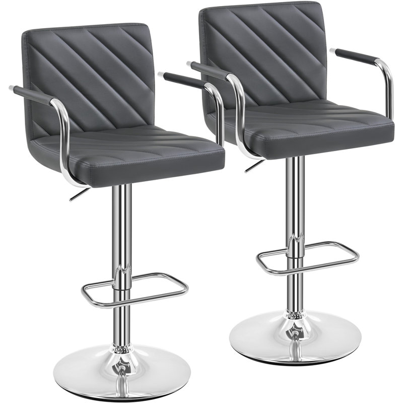 Height Adjustable Swivel Bar Stool , Dark Grey, Yes