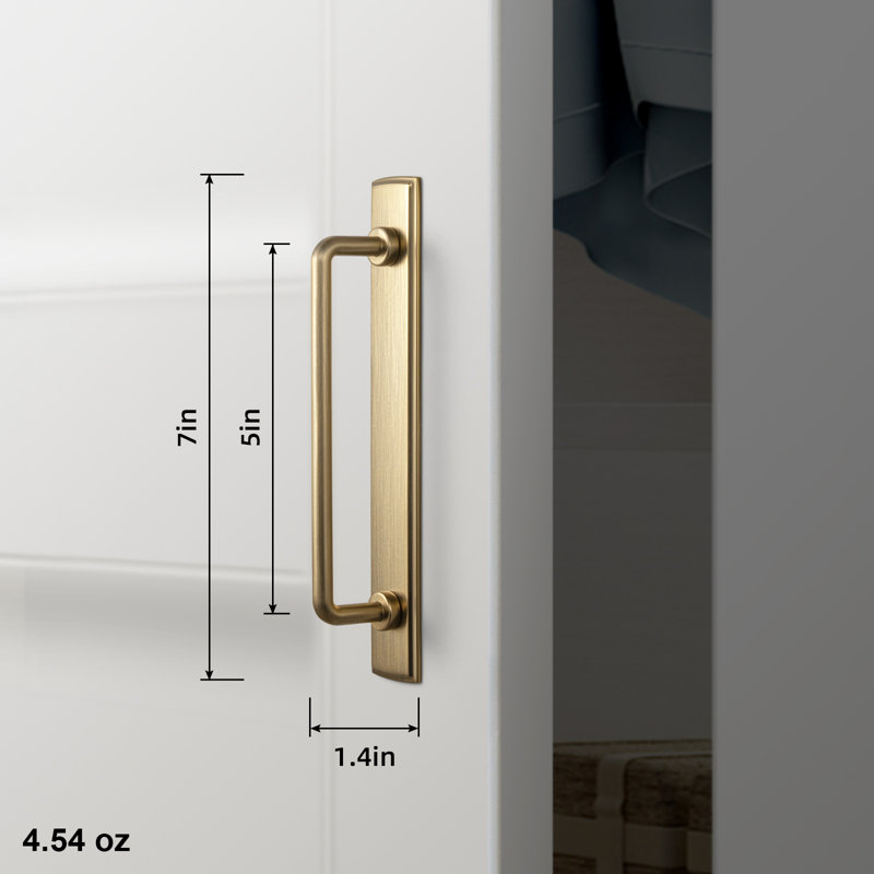 Distressed Backplate Bar Pull Multipack, Champagne Bronze, 5"