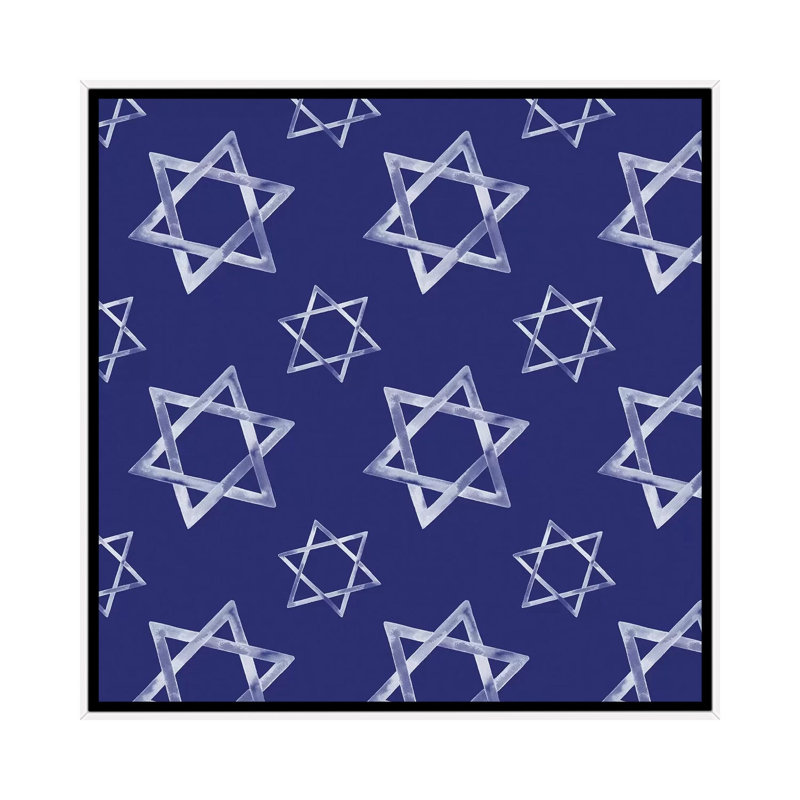 «Boho Hanukkah Collection H» par Grace Popp - reproduction imprimée, Pas de tapis, Toile blanche encadrée