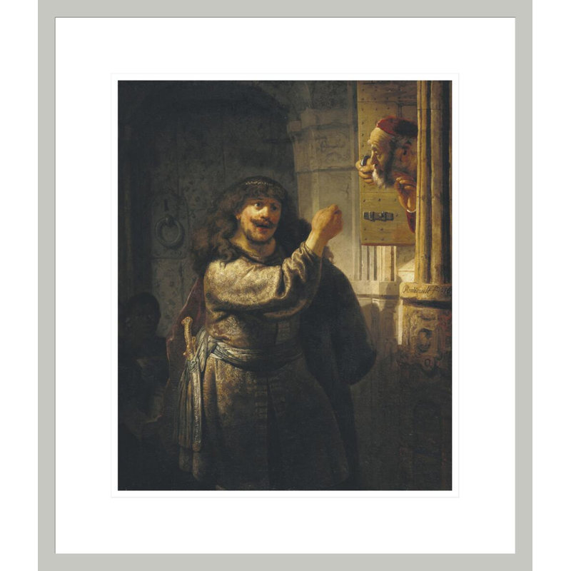 Samson menaçant son beau-père par Rembrandt van Rijn - Estampe numérique encadrée, H 20,49 po x l 17,75 po