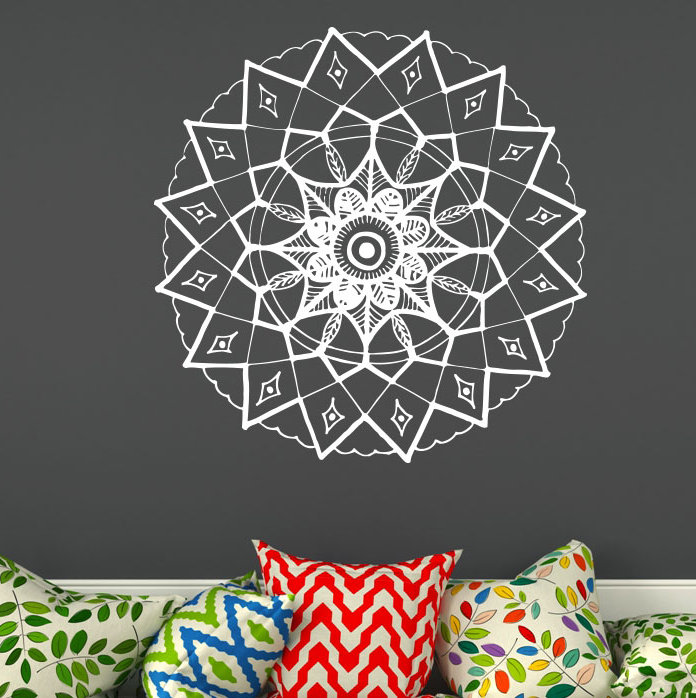 Adhésif décoratif mandala yoga, Blanc, H 20 po x l 22 po