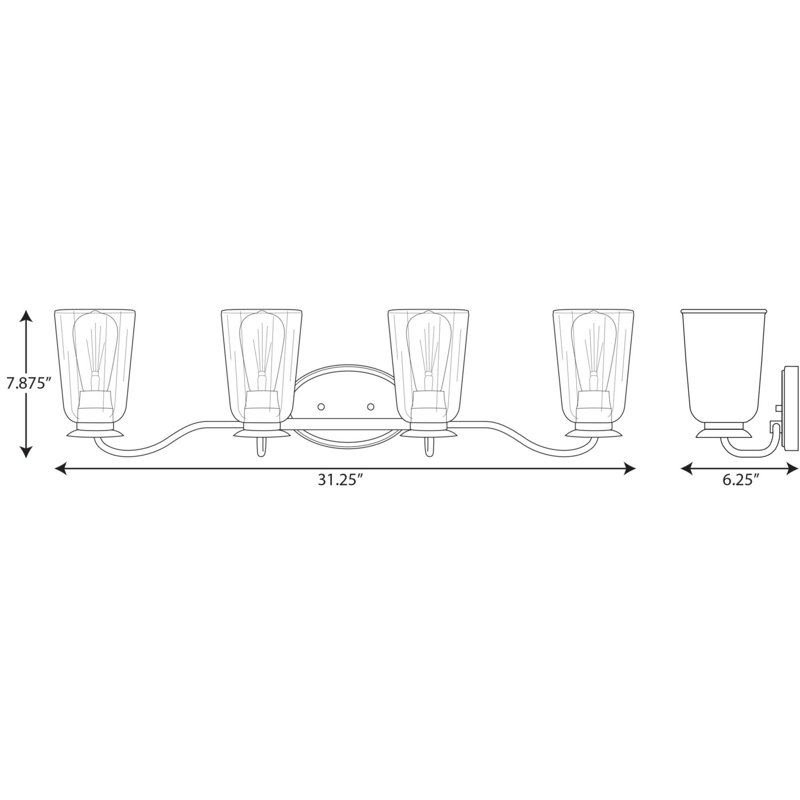 Rourke 4 - Light Dimmable Vanity Light, Brushed Nickel