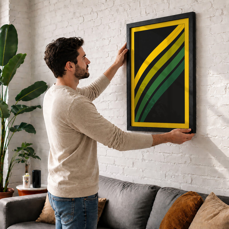 Flowing Lines Geometric - Framed Print, A4 - 29.7 x 21.0 cm, Black