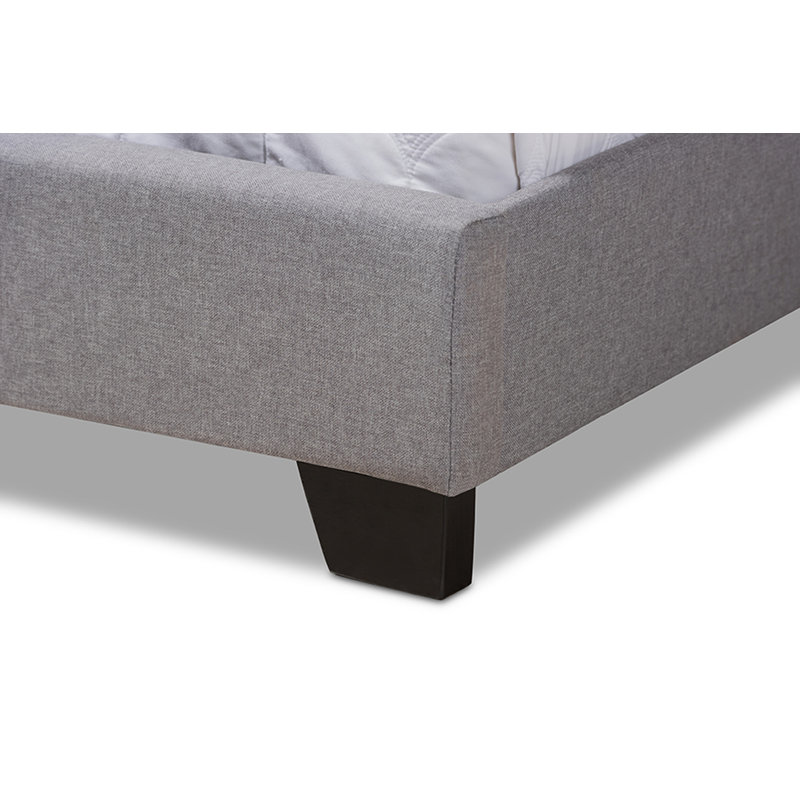 Upholstered Platform Bed, Full, Gray
