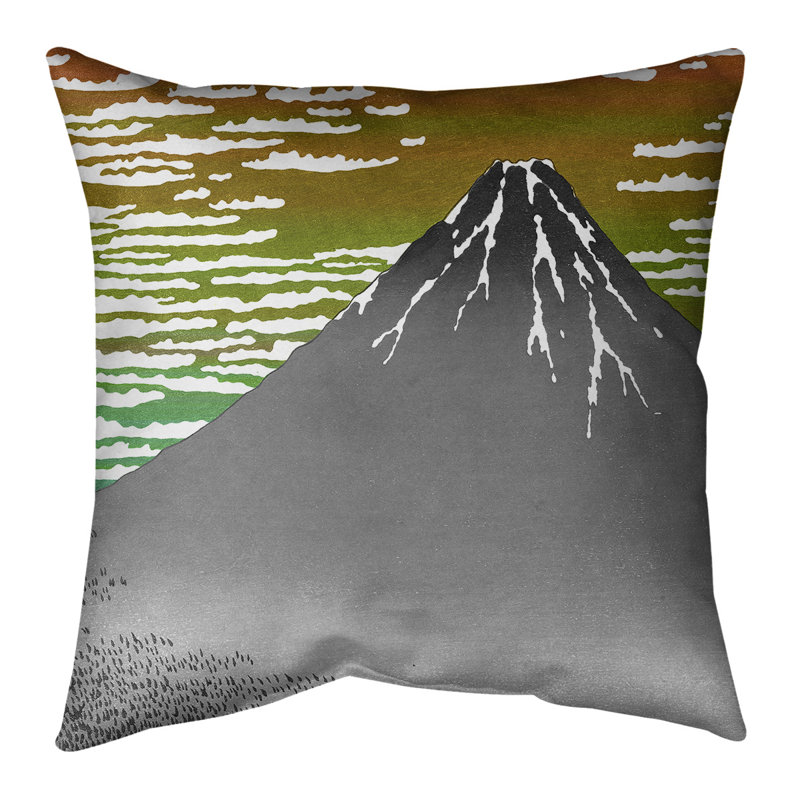 Coussin de sol matinal fin, 40 po x 40 po, Rouge / ciel vert