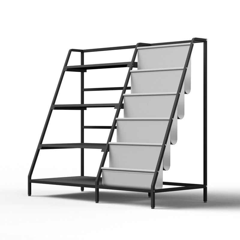32'' Height Metal Book Display, Bookshelf and Toy Storage Organizer - 4 Tier Book Shelf, Black