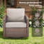 Ensemble de 2 fauteuils de jardin pivotants à bascule avec coussins en oléfine résistants à l'eau et table d'appoint-2009179715