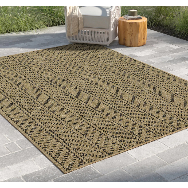 Earth GC_NTL1012 Jute/Black 2 Ft. 7 In. X 7 Ft. 3 In. Indoor/Outdoor Area Rug, Runner 2'7" x 7'3"