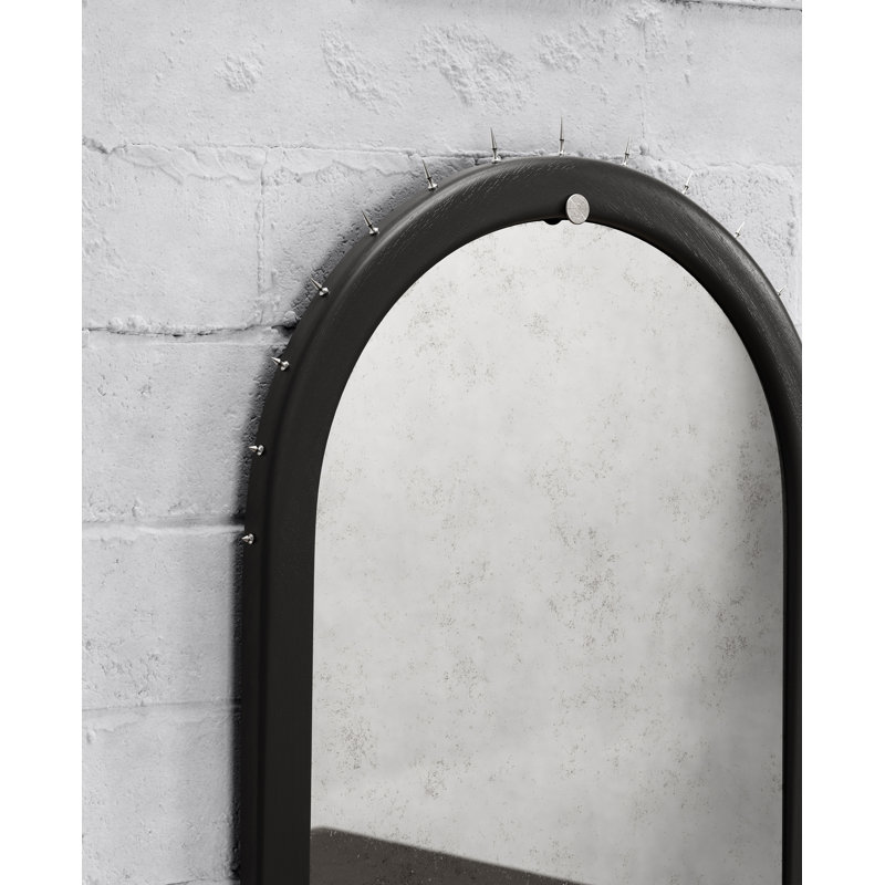 Sitiera Aged Solid Wood Mirror, Stainless Steel