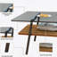 Table basse rectangulaire, plateau en verre trempé avec pieds en métal noir, table de salon moderne, verre gris