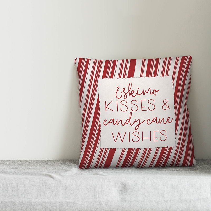  Coussin Eskimo Kisses and Candy Cane Wishes, 16 po x 1 po, Housse de coussin seulement - sans coussin