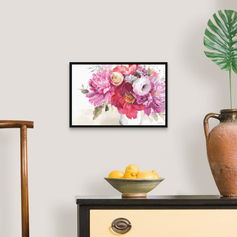 Visiblement rose 01 paysage par Lisa Audit - reproduction d'art, Toile avec cadre noir, H 14 po x l 20 po x P 1,75 po