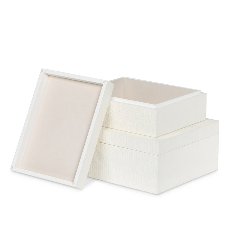 St. Tropez Decorative Boxes, Set Of 2, Seal Brown, Silk Linen