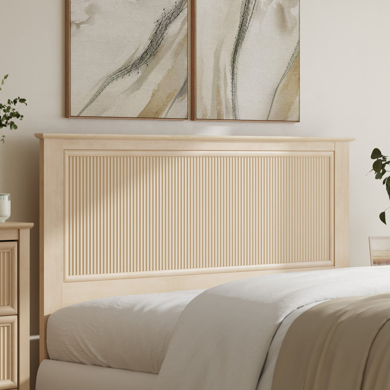 Tête de lit double / grand cannelée 65W avec ensemble de 2 tables de chevet, mobilier de chambre, Beige
