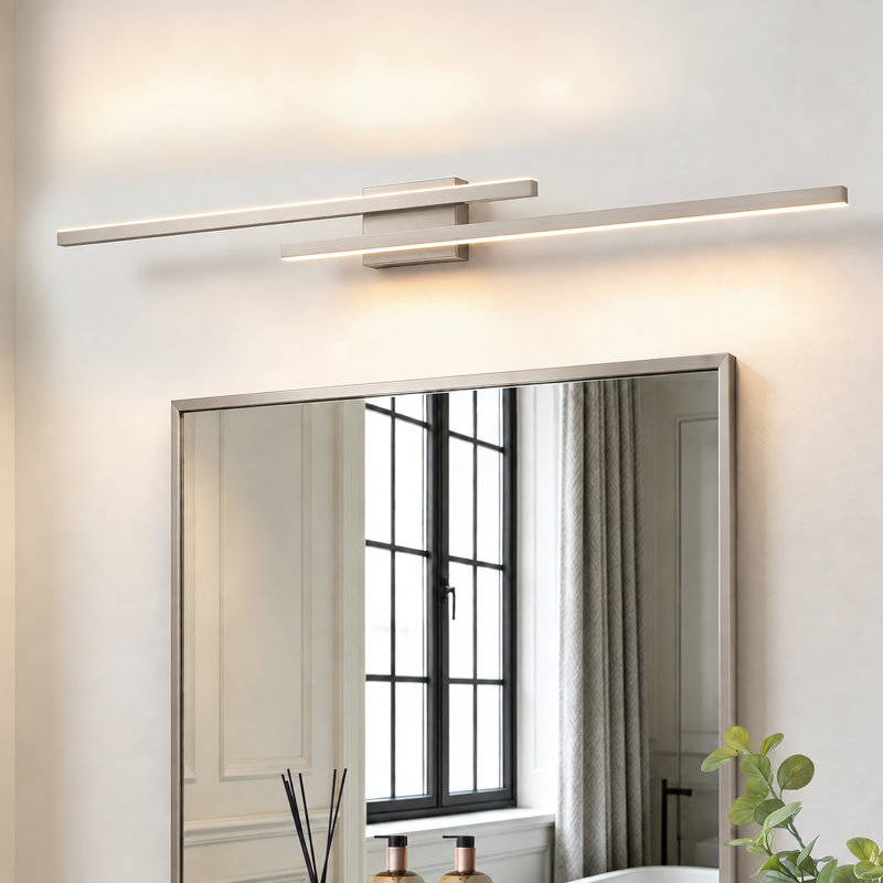 Applique murale à DEL à 2 lumières de 48 pouces de large, à intensité variable., 4.3" H x 48" W x 2.1" D, Brushed Nickel