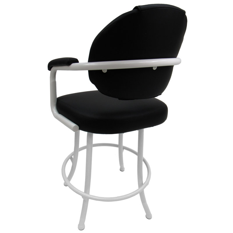 Très grand tabouret pivotant rembourré Vickky, Tabouret de comptoir (siège d'une hauteur de 26 p, Noir, Blanc