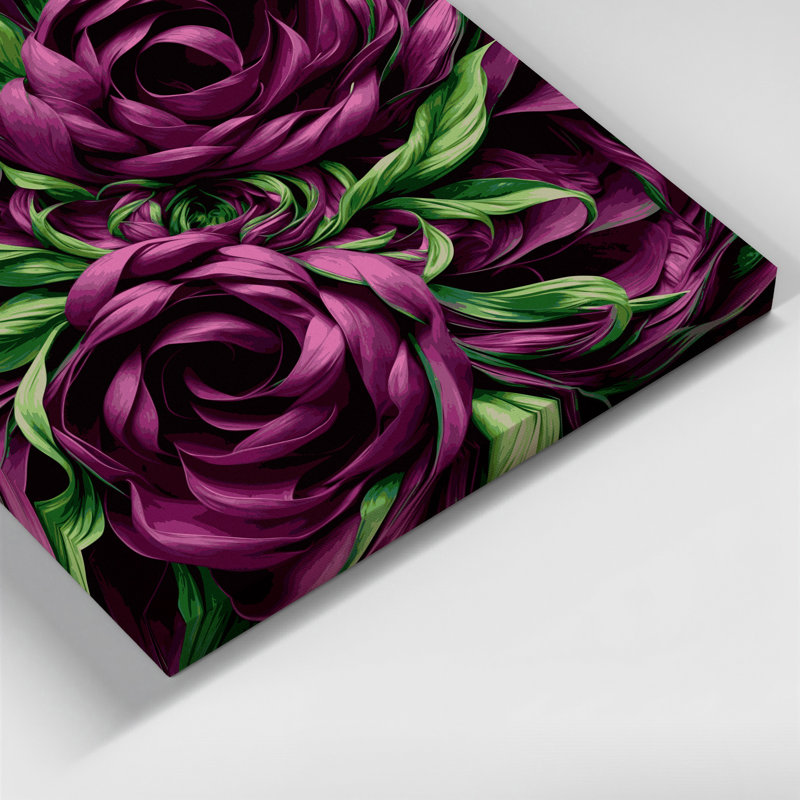 "Abstract Florals 86", art mural sur toile rouge, H 12 po x l 12 po