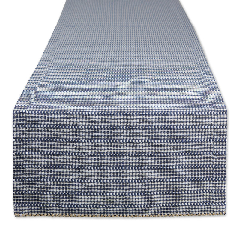 Pinard Gingham 100% Cotton Table Runner, 108" x 14", French Blue