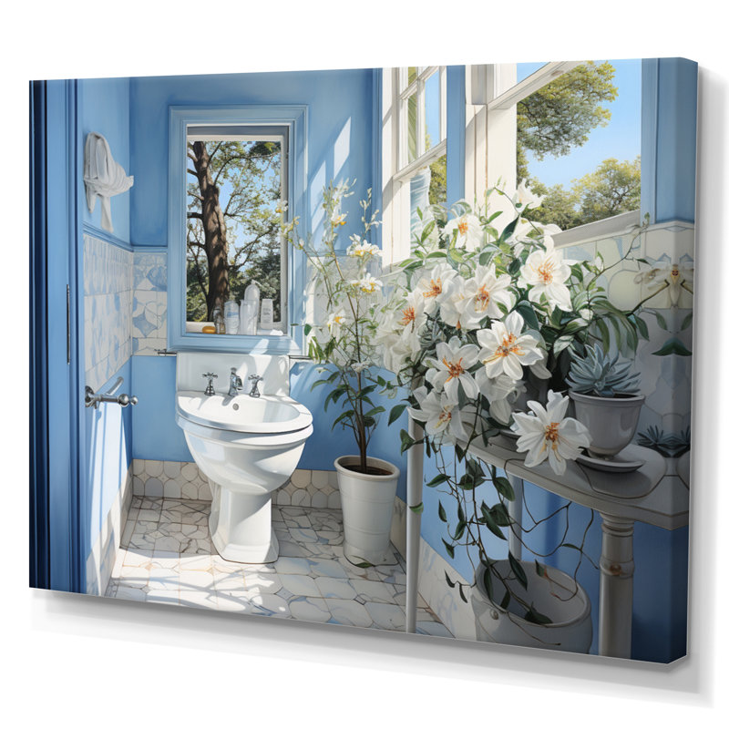 Bathroom Bathroom Reflections Of II - Impression sur toile de salle de bain, H 34 po x l 44 po x P 1,5 po, Toile tendue