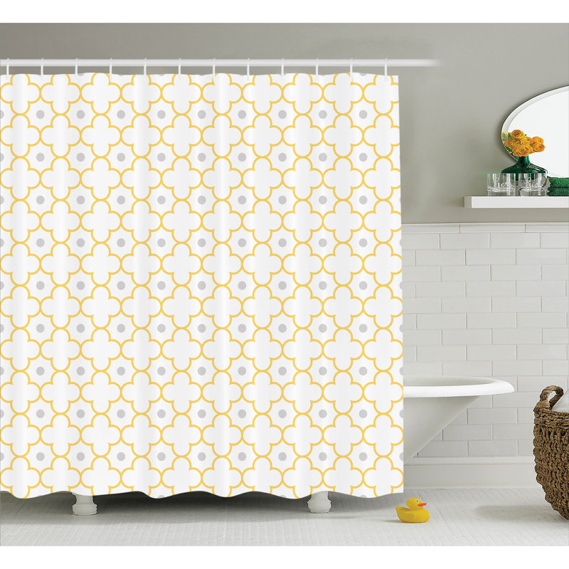 Geometric Shower Curtain with Hooks Included, 69" W x 70" H