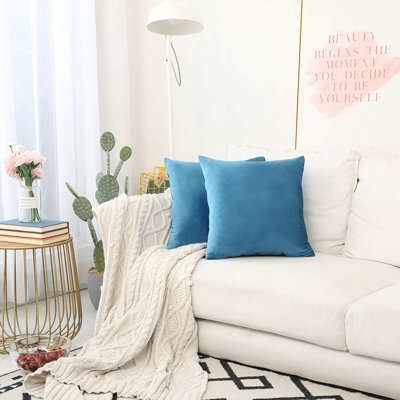 Housse de coussin en velours uni