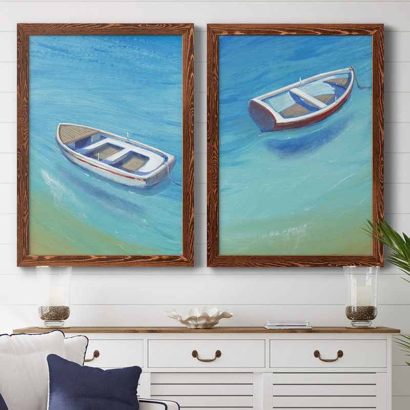Anchored Dingy I, toile encadrée de qualité supérieure - prête à être accrochée, H 43,5 po x l 31,5 po x P 1 po