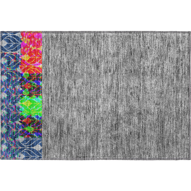 Tapis bleu marine de qualité supérieure lavable à la machine Prisco, Rectangle 1 pi 8 po x 2 pi 6 po