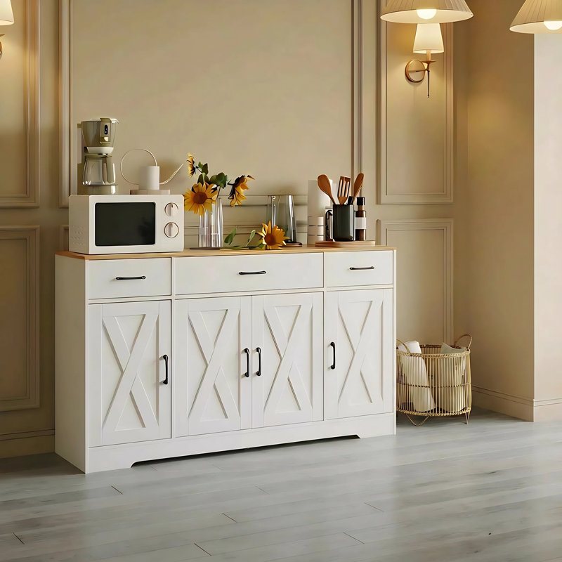 Buffet avec portes de garde-manger, tablettes réglables et grand tiroir