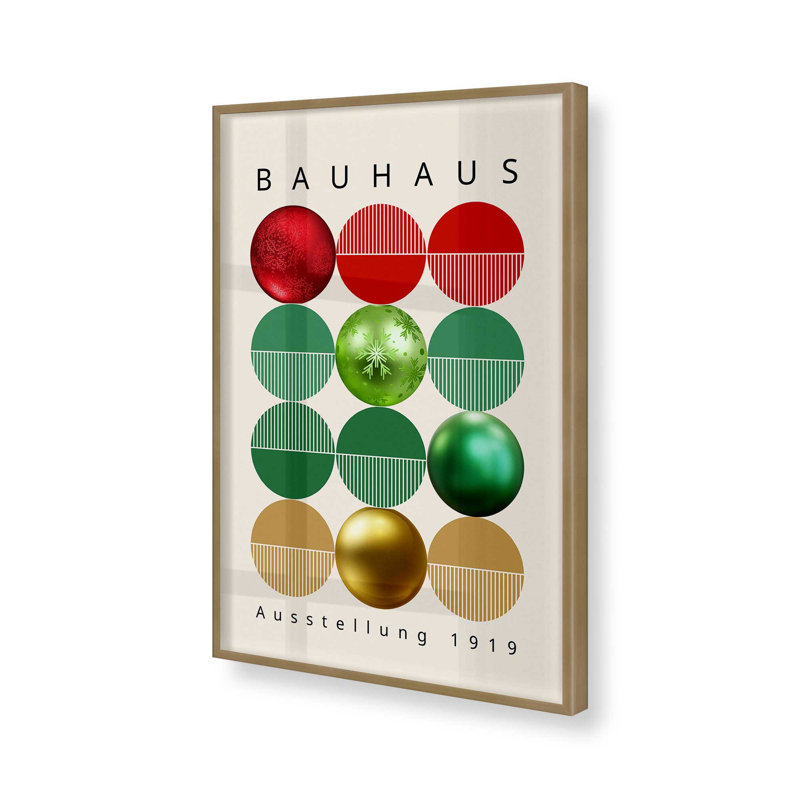 Reproduction d'affiche Bauhaus, H 15,25 po x l 12,25 po x P 1,25 po, Cadre simple brossé doré