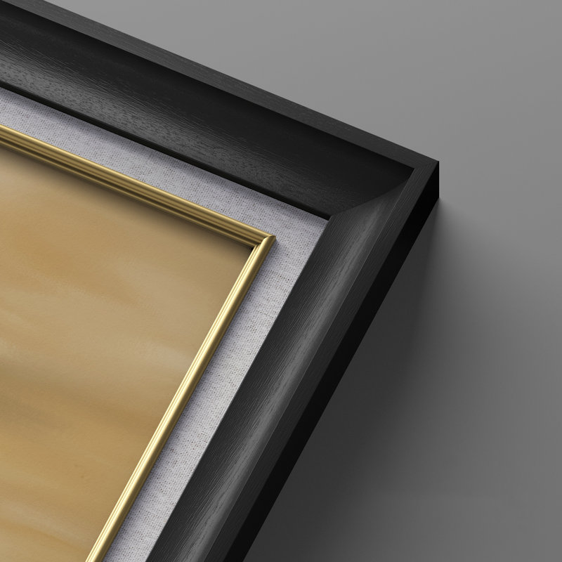 «Golden Abstract Horizon», ensemble de 2 reproductions d'art murales encadrées de qualité supérieure sur papier 26 po x 36 po