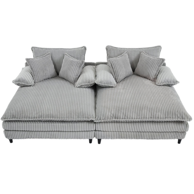 Méridienne surdimensionnée double l 109 po, Gris