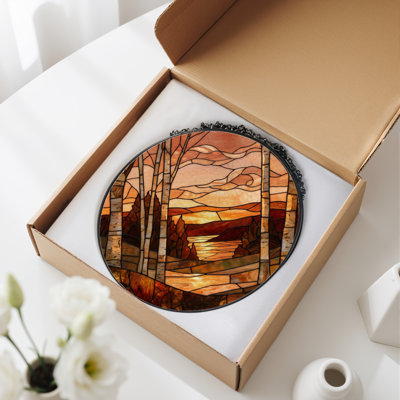 Panneau de vitrail 12 "H Autumn Landscape