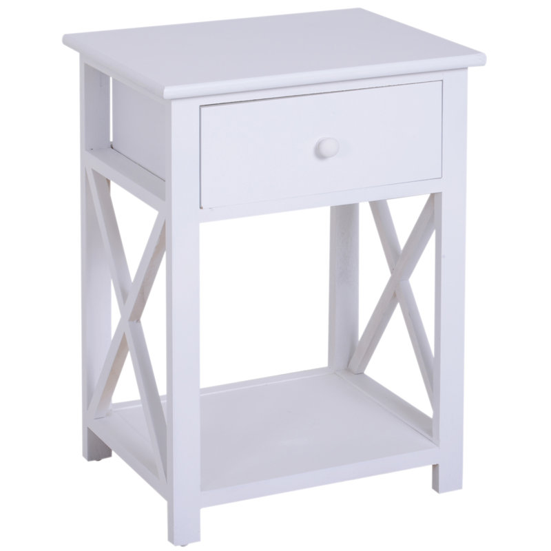 Dane End Table with Storage, White